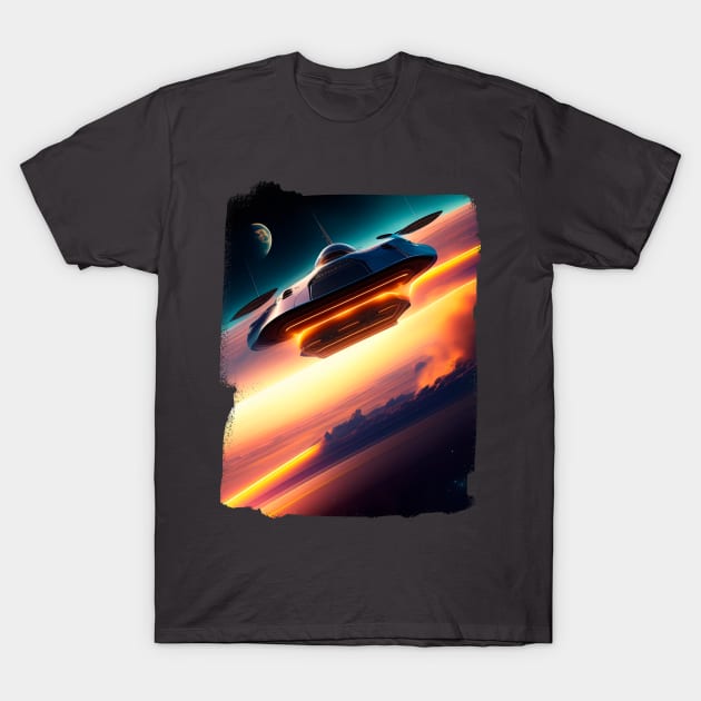 Ufo sighting from a military fighter plane United States T-Shirt by igzine